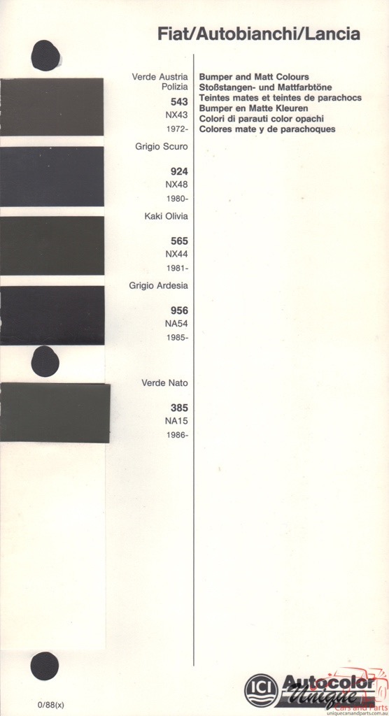 1972-1988 Fiat Paint Charts Autocolor